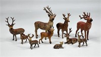 ASSORTED LOT ANTIQUE LEAD REINDEER & GERMAN PUTZ