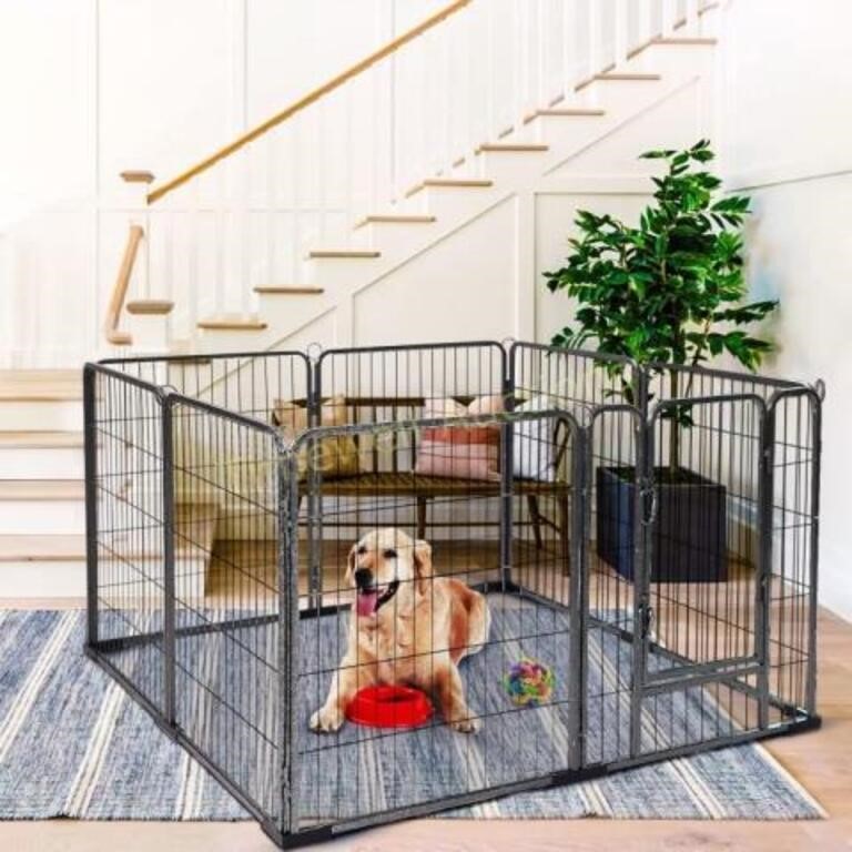 MEDEHOO Dog Playpen  31 Inch  Slivery Black