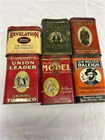 6 tobacco pocket tins.