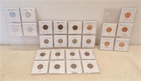 (16) WHEAT PENNIES, (5) LINCOLN CENTS, (4) STEEL..