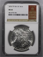 1878-P Morgan Dollar 7TF REV OF 78 NGC MS64