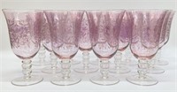 13pc Set Pink Floral Glasses