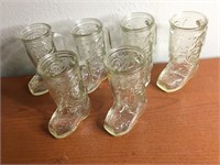 6 Vintage Cowboy Boot Glass Mugs