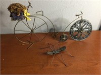 Vtg Big Wheel Bicycle & Ant Figure Metal Artwork