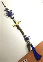 Vintage Blue Chinese Knot INRI Hanging Crucifix