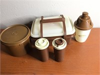 Retro Brown Tupperware Lunch Kit,Coffee Pourer Etc