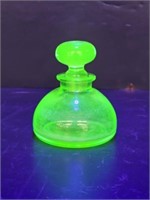 URANIUM GLASS PERFUME BOTTLE - 3"