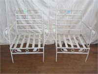 2 Vintage Iron Patio Chairs (Grape Pattern)