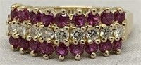 14KT YELLOW GOLD 1.00CT RUBY & .50CT DIAMOND RING