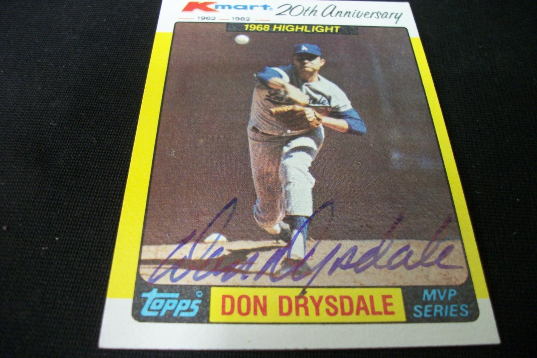 1982 TOPPS KMART DON DRYSDALE AUTOGRAPH