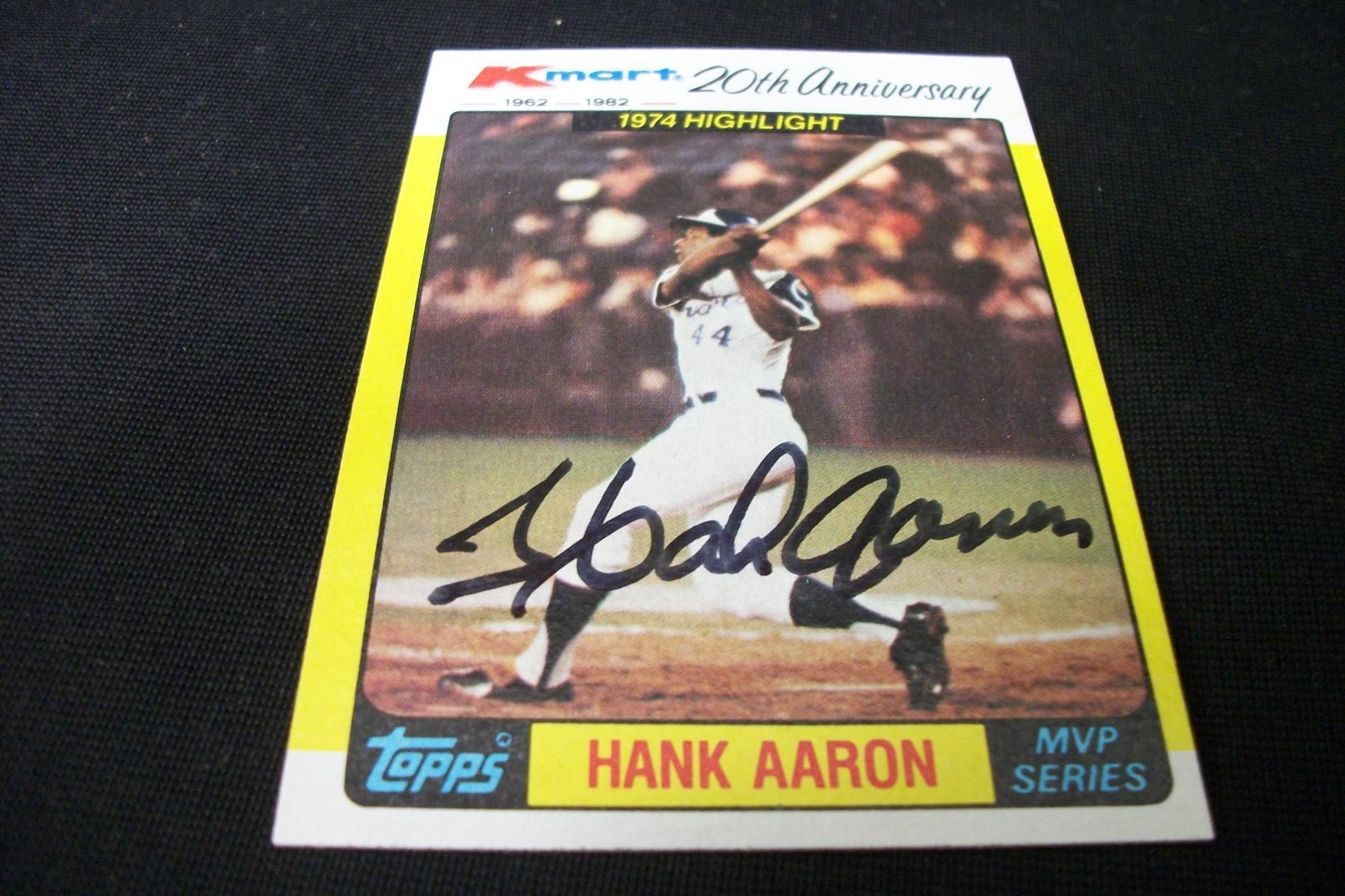 1982 TOPPS KMART HANK AARON AUTOGRAPH COA