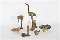 Solid Brass Crane, Brass Bells, Vase