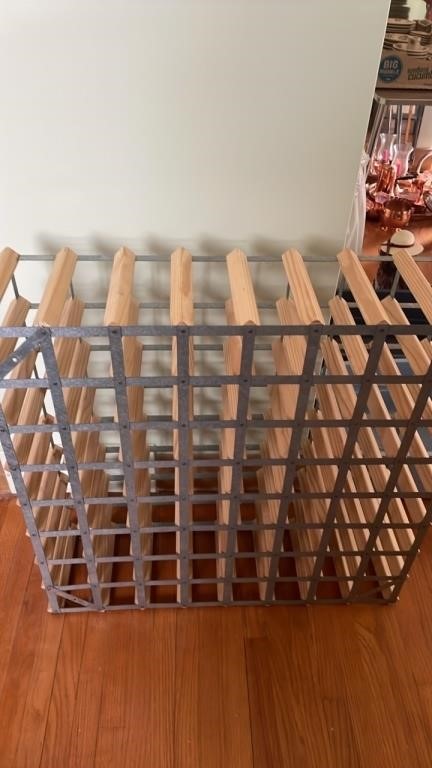 33 inches across Steel & Wood Wine Bottle Rack