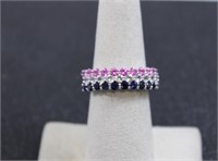 .346ct blue, white, pink sapphire ring