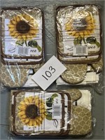 (3) sunflower kitchen towel sets