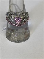 Ring size w/pink quartz 2 pcs .925
