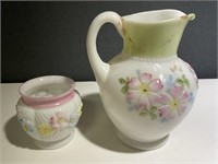 EAPG Opaque Water Pitcher, Apple Blossom