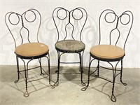 Three Antique Ice Cream Parlor Chairs