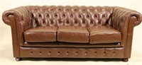 VINTAGE CHESTERFIELD BROWN LEATHER SOFA