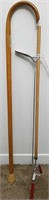 Wooden Cane and Grabber Stick.