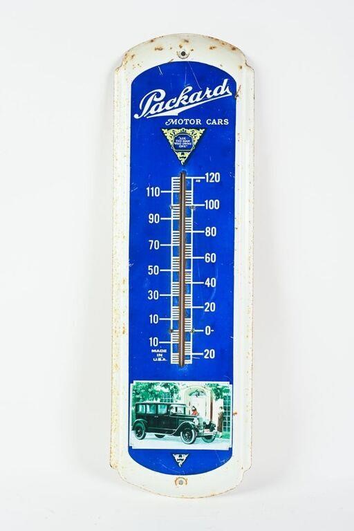 MODERN PACKARD MOTOR CARS TIN THERMOMETER