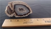 Unusual natural stone sliced geode crystal rock