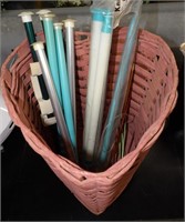 Heart Shaped Basket w/ Knitting Needles