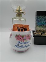 German Ceramic Cup, Oil Lamp, Rock Fountain, etc