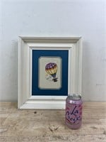 Framed stitched hot air balloon wall art