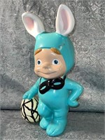 (C) Smiley Boy in Blue Bunny Suit Costume Ceramic