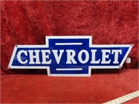 Porcelain Chevrolet bowtie sign. 36"x11.75"