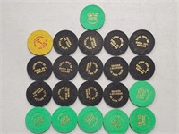 21 Mixed Las Vegas Nevada Casino Chips