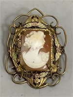 Ornate Antique Cameo Pin