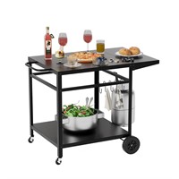 DouxVibe Outdoor Grill Cart Table with Wheels,Doub
