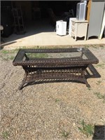 Outdoor PVC Wicker Coffee Table with Glass Top