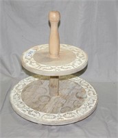 Wooden Carved Tier Dessert Tray