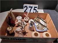 Box of Ceramic Reindeer & Christmas Decorations