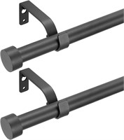 2-Pack Curtain Rod Matte Black  72-144 Inches