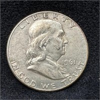 1961 D Franklin Silver Half-Dollar