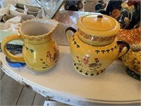 pitcher and covered urn, chicken decor