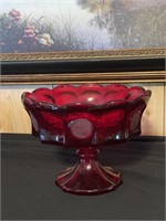 Large Fostoria coin ruby red compote