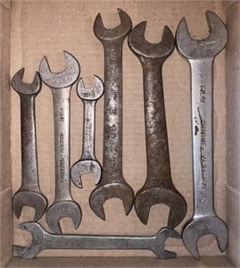 Assortment of seven combination wrenches.
