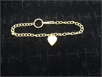 Gold Tone Ankle Bracelet with Heart Locket