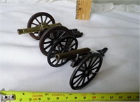 2 Mini Cast Iron w/Brass Cannons