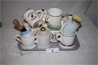 COLLECTION OF SHAVING MUGS AND BRUSHES