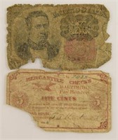 1868 Mercantice Checks Baltimore 5 Cent Note,