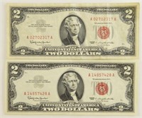Two 1963 $2 Red Seals