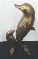 12-in brass dolphin decor