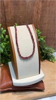 18 Inch Maroon Beaded Necklace with Sterling