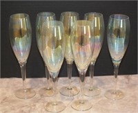 7 IRIDESCENT CHAMPAGNE GLASSES